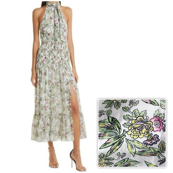 cinq a sept Dresses & Skirts - New Cinq a Sept Dover Floral Halter Neck Cotton Silk Midi Dress Slit Garden 12